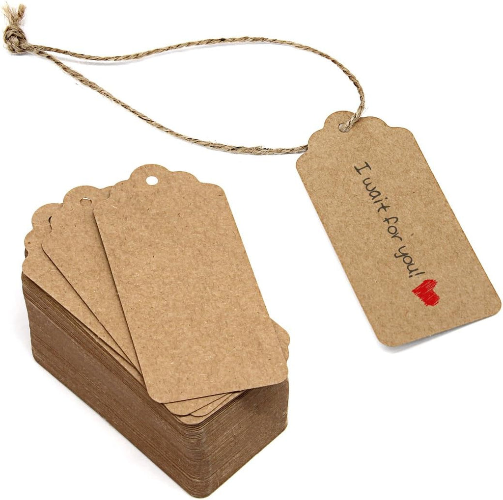 300 Feet Natural Jute Twine and 100pcs Kraft Paper Gift Tags with String