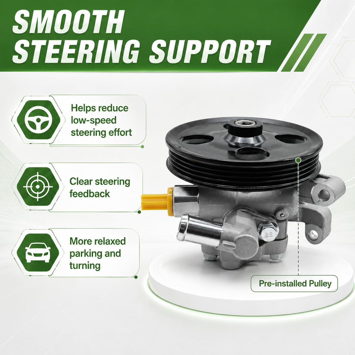 Yunnergo 21-358 Power Steering Pump Compatible with CX-9 2007-2015 V6 3.7L