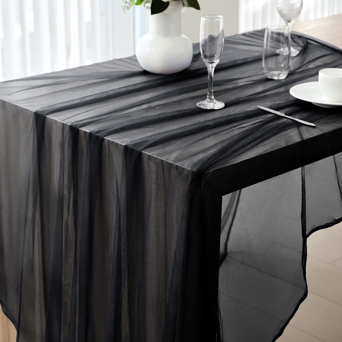 Black Tulle Fabric Roll, 54 Inch x 3 Yards