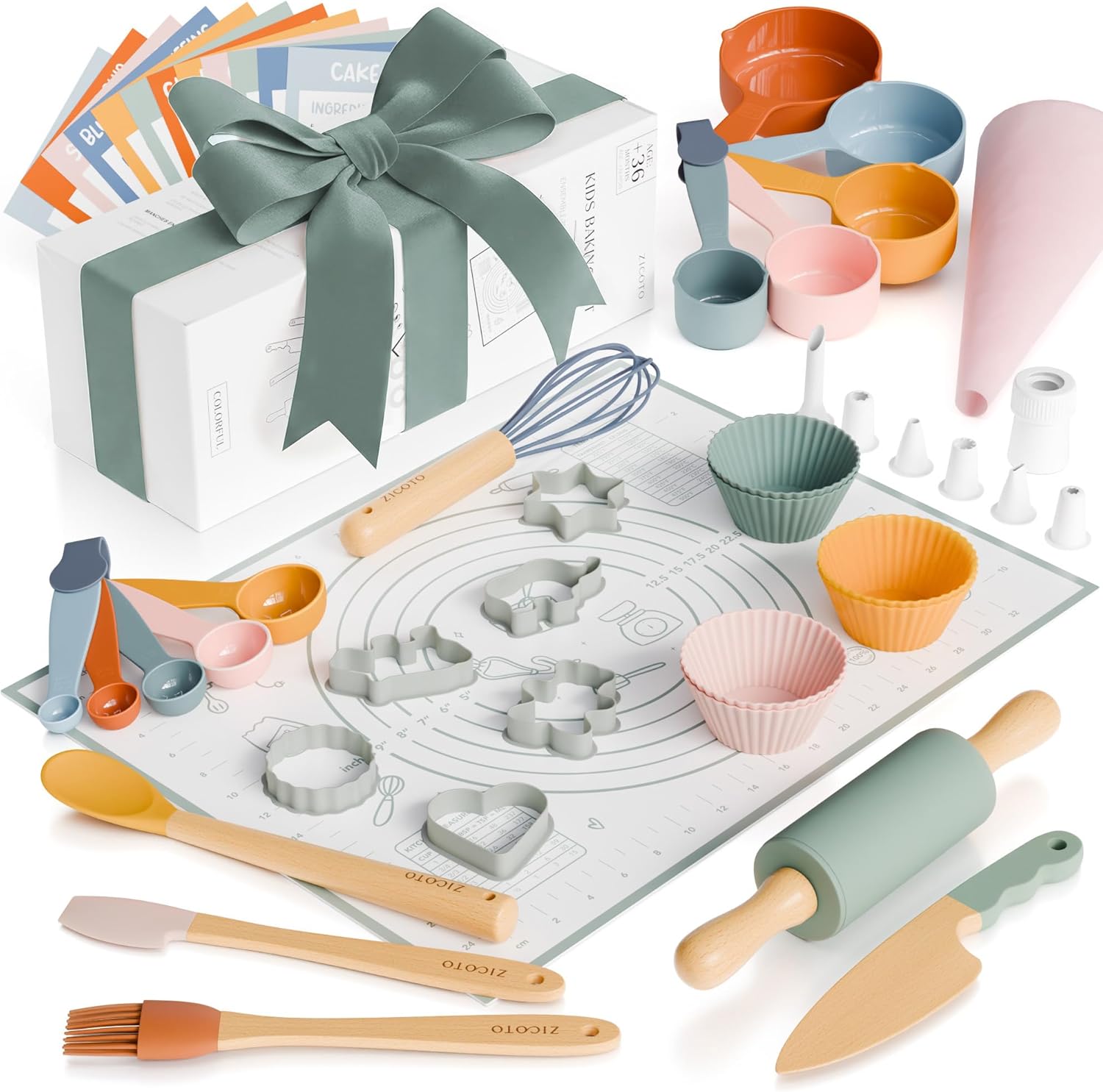 Wooden Baking Set for Kids - A Complete Set of Real Kitchen Utensils Gives Toddlers a Fun Cooking Experience