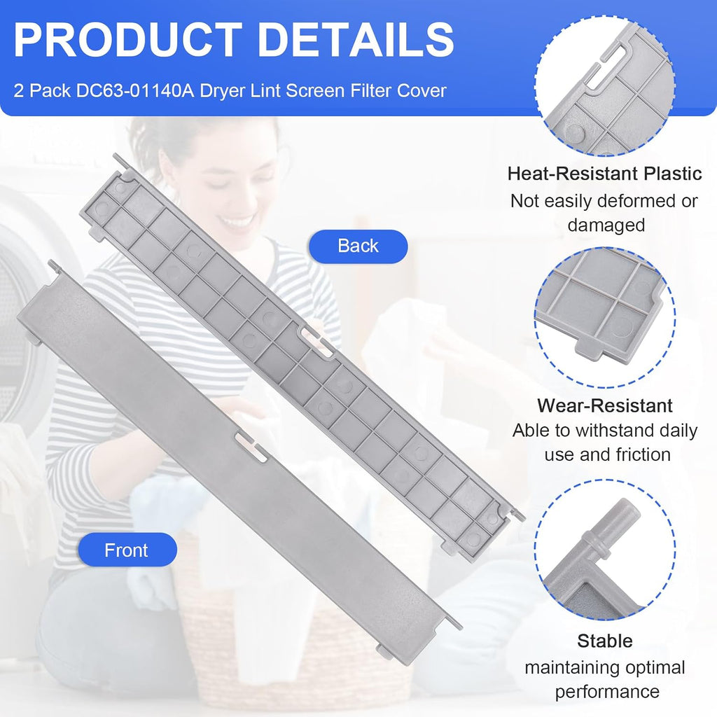 DC63-01140A Dryer Lint Screen Filter Cover Replacement for Samsung, 2PCS