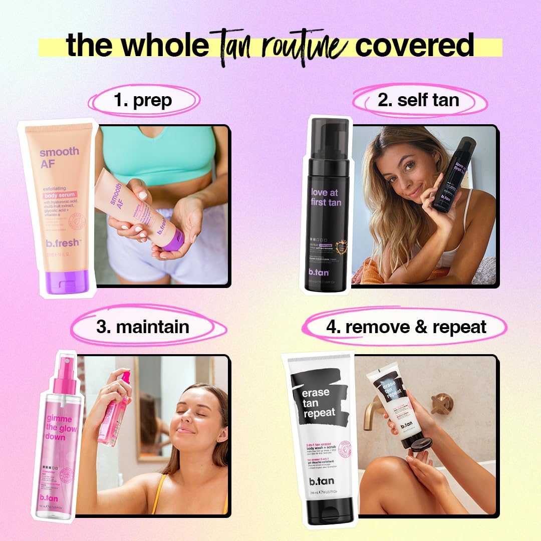 Violet Self Tanner Kit | Fall In Love at First Tan Bundle - Dark Tanning Mousse with Mitt Applicator, 1 Hour Express