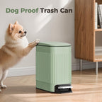 Slim Bathroom Trash Can with Lid Soft Close & Pedal, 1.6Gal, Green