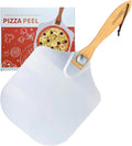 Pizza Peel 12 inch, Aluminum Pizza Paddle 12 x 14 inch with Foldable Wood Handle, Pizza Spatula For Oven, Bread