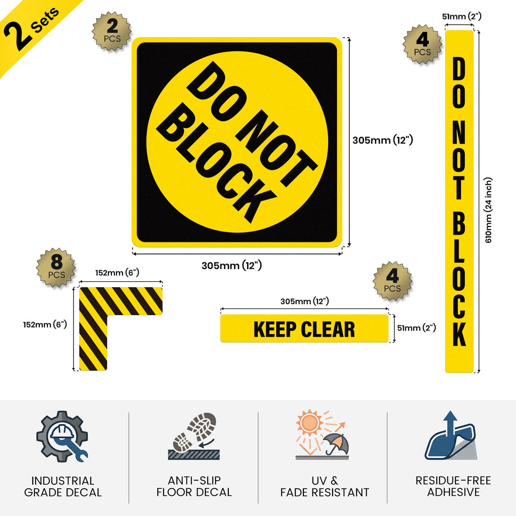 2 Pack Keep Clear Do Not Block Floor Signs