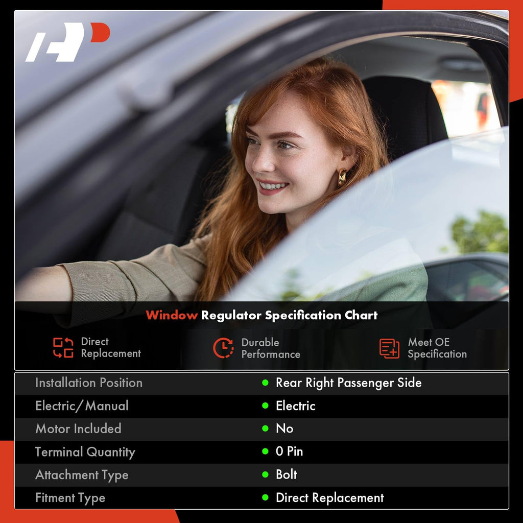 A-Premium Rear Passenger Side Power Window Regulator Compatible with BMW