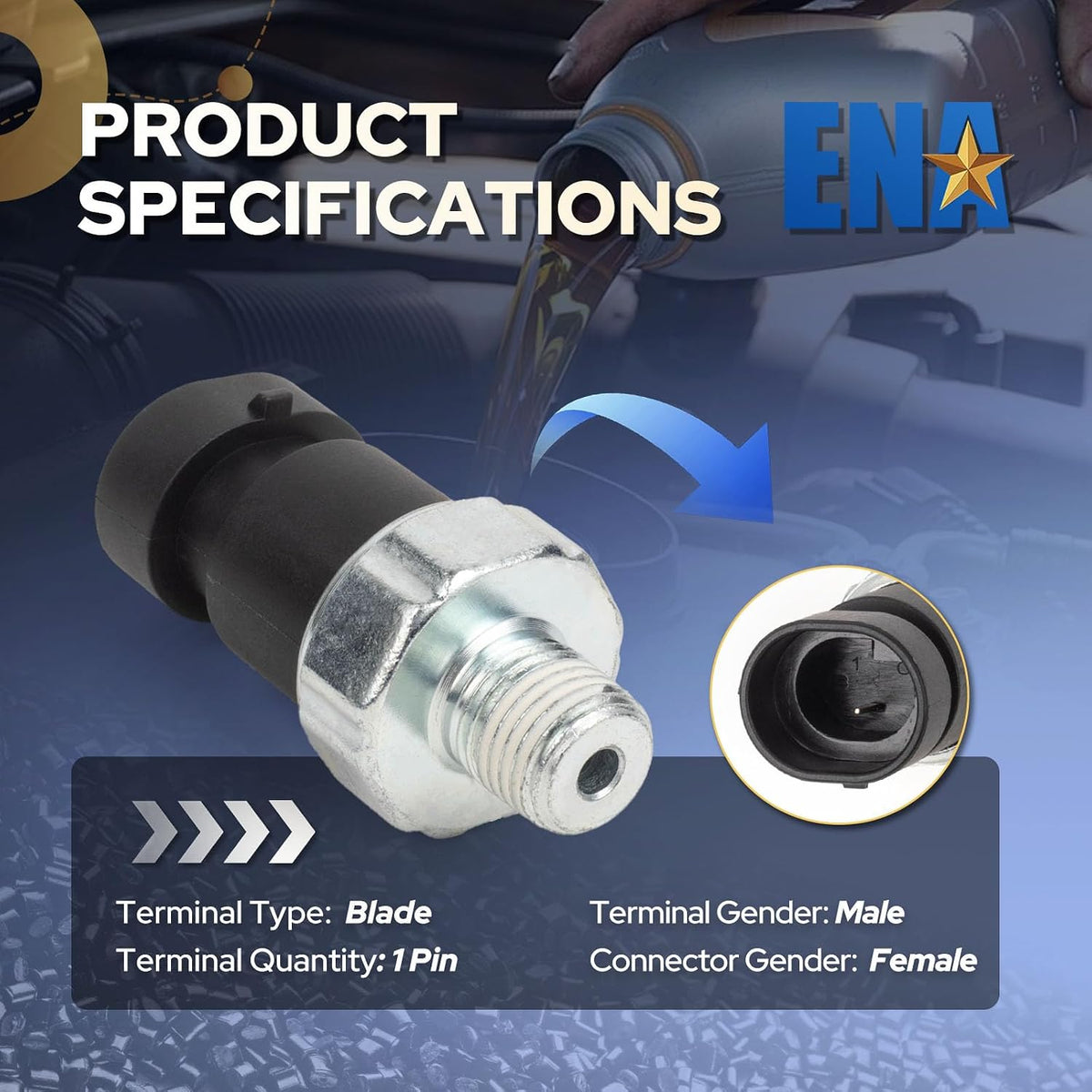ENA Oil Pressure Sensor Switch for PS220 D1834A OP6659 Compatible with 1987-2009 Chevy Malibu Cavalier Impala Equinox Monte Carlo Pontiac Grand Am Grand Prix Sunfire Buick Oldsmobile Saturn Isuzu