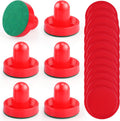 3 Sets 60mm Mini Air Hockey Pucks and Paddles Air Hockey Pushers Goal Handles Paddles Red Replacement Accessories for