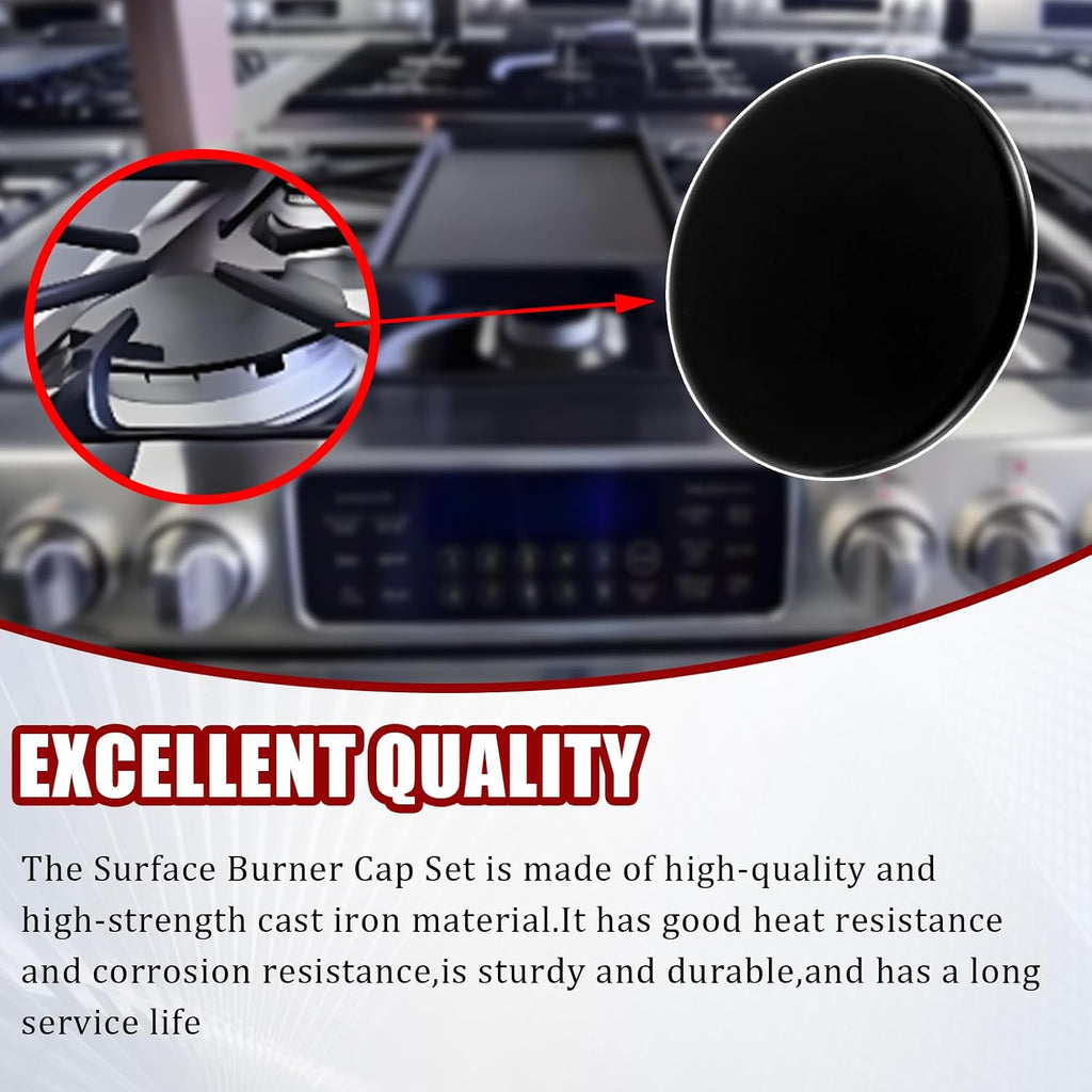 Surface Burner Cap Set Compatible With GE Gas Range/Stove/Oven (4-Pack)