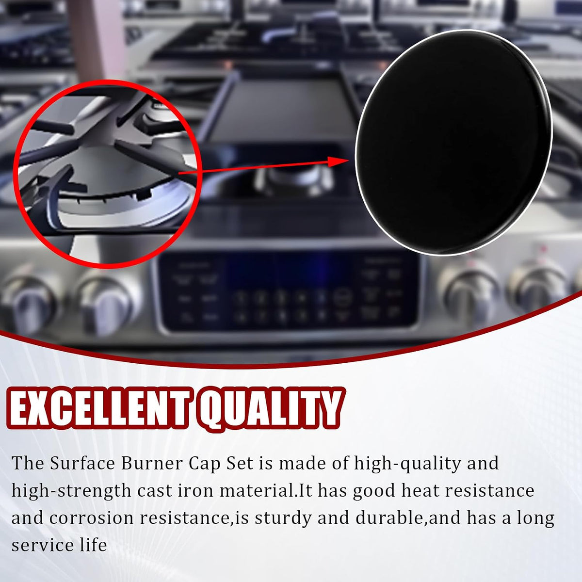 Surface Burner Cap Set Compatible With GE Gas Range/Stove/Oven (4-Pack)