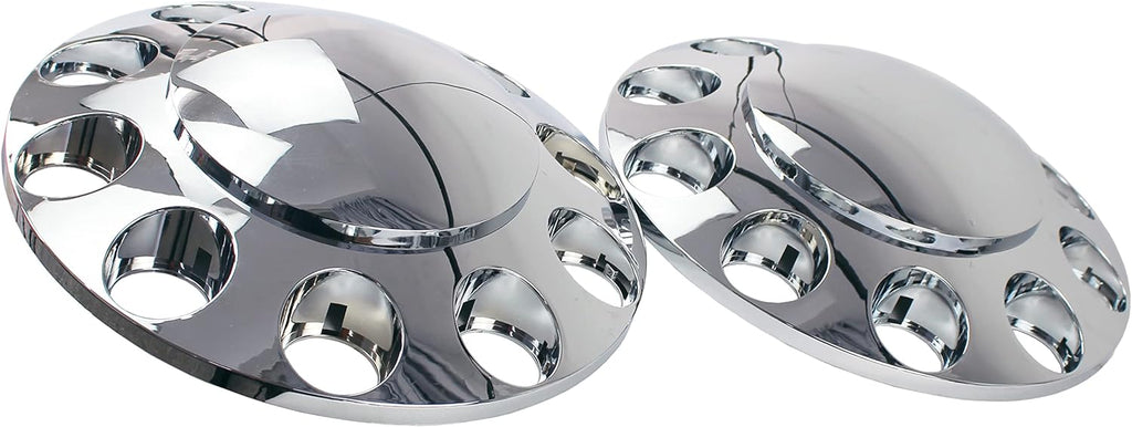 Chrome ABS 33 mm Thread-On Dome Axle Cover Combo Kit with Removable Hub Caps and Lug Nut Covers for Semi Truck