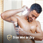 Body Hair Trimmer for Men: Mirror & LED Light, IPX7 Wet or Dry