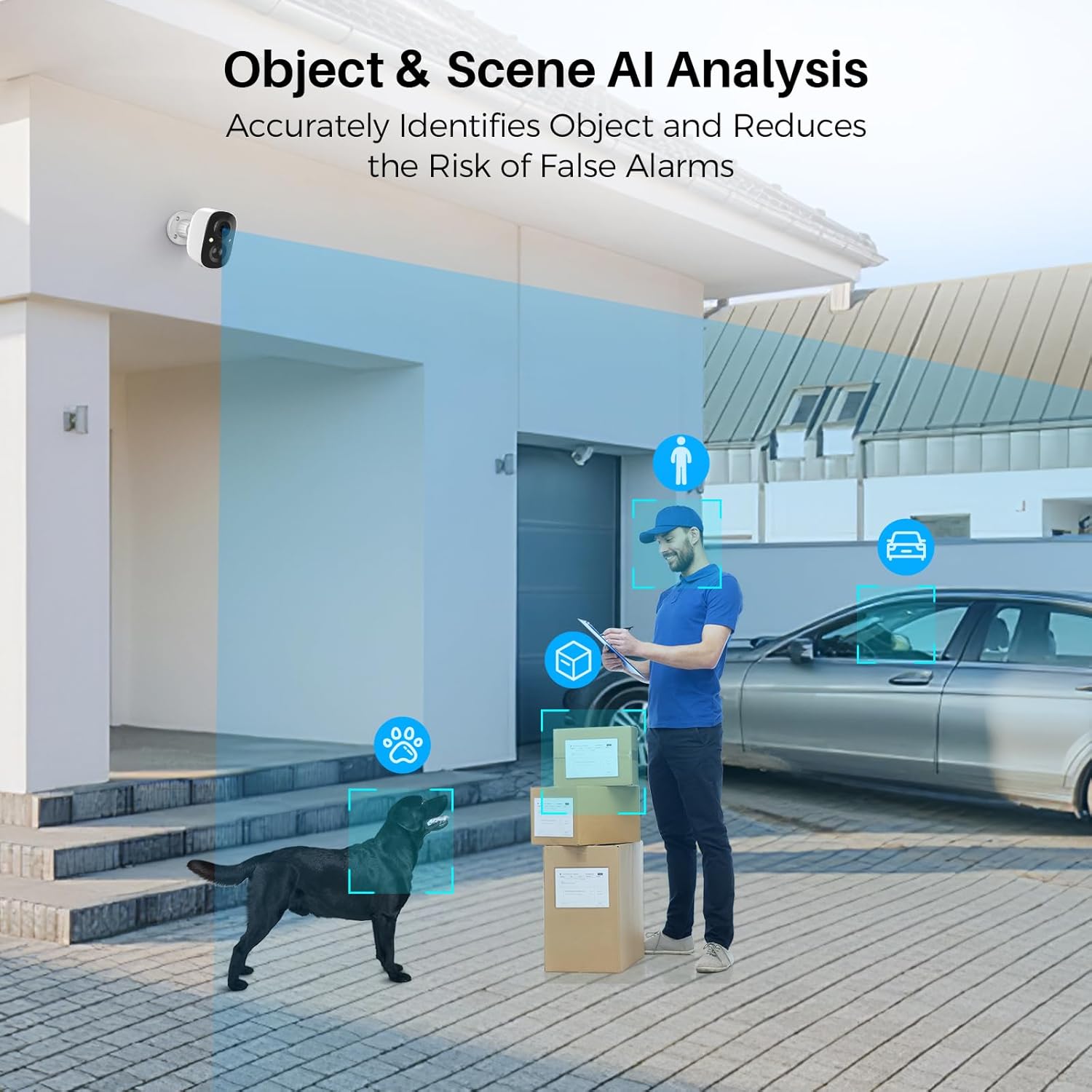 Security Cameras Wireless Outdoor Indoor, 2K Battery Powered WiFi Camera for Home Security, AI Motion Detection