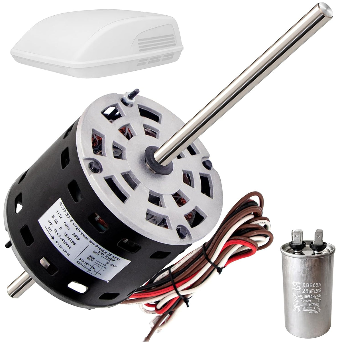RV AC Fan Motor with Capacitor, Replacement for Fasco D1092