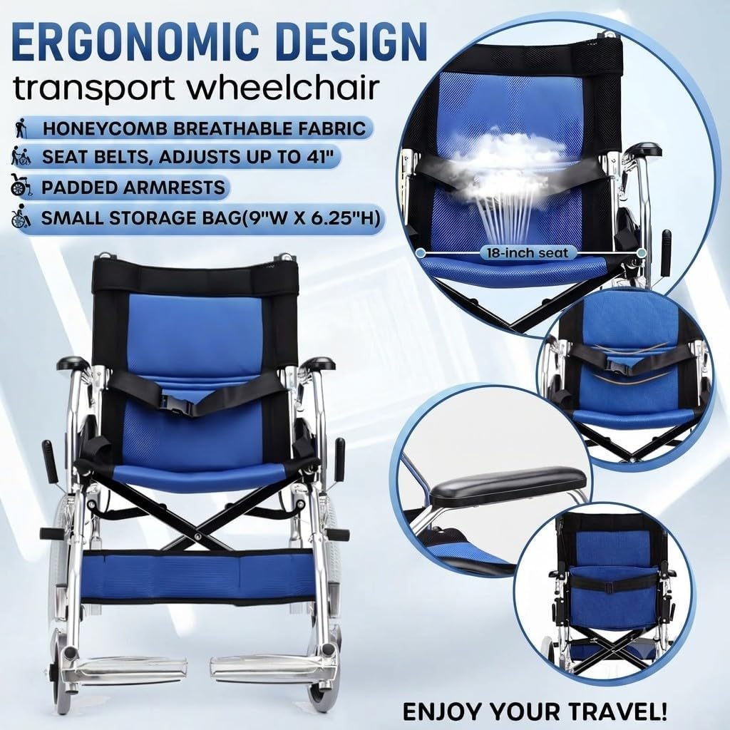 Lightweight Transport Wheelchair for Adults 10KG