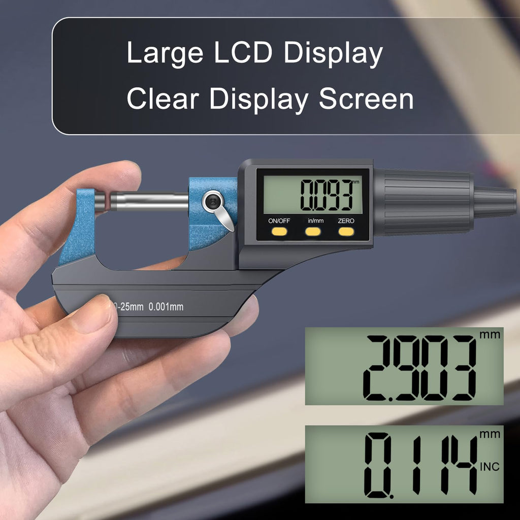 HDLNKAK Digital Outside Micrometer 0-1”, 0.00005"/0.001mm Precision(Blue)