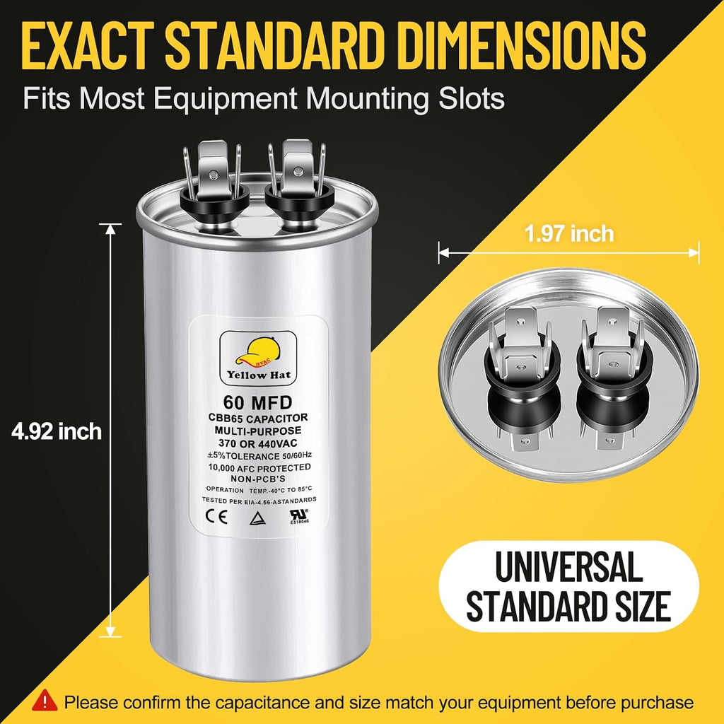 60 uF 60 MFD ±5% 370V/440V CBB65 Run Round Capacitor for AC