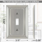 Metal Wall Plate for Light Switch, Applicable to Single Toggle, 6 Pack