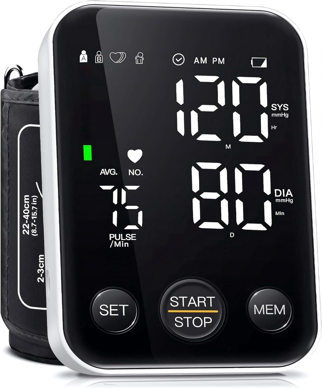Blood Pressure Monitor Upper Arm Monitors for Home Use BP Machine Sphygmomanometer with 2x120 Reading Memory