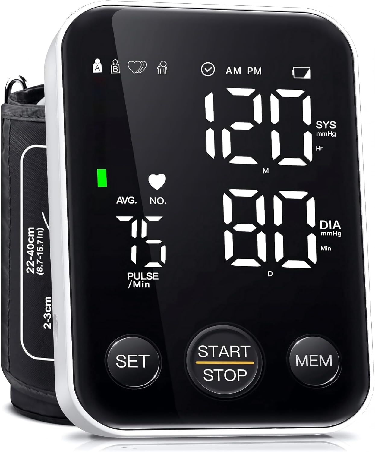 Blood Pressure Monitor Upper Arm Monitors for Home Use BP Machine Sphygmomanometer with 2x120 Reading Memory