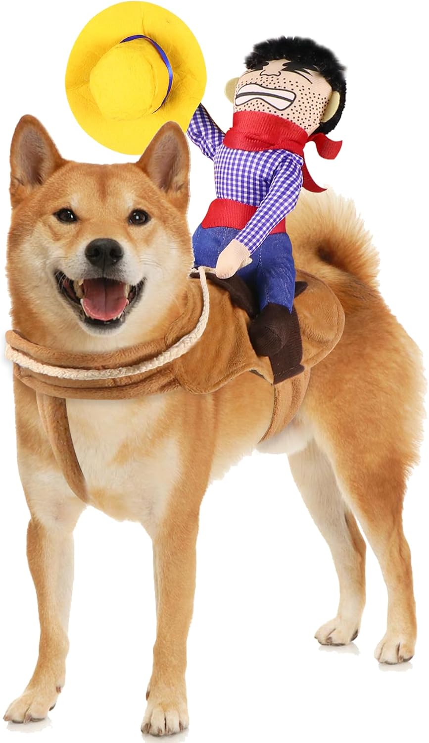 Dog Cowboy Costume, Dog Halloween Costumes Cowboy Rider Dog Costume Funny Dog Costume for Small Medium Large X-Large