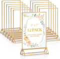 12 Pack 5x7 Gold Acrylic Sign Holders, Double-Sided Tabletop Stand