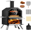 26"H Outdoor Wood Fired Pizza Oven, 2-Layer Pizza Maker