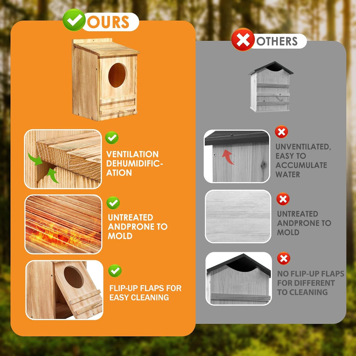Barn Owl House,Owl Nesting Box for Outside, Wooden Screech Owls Nesting Box