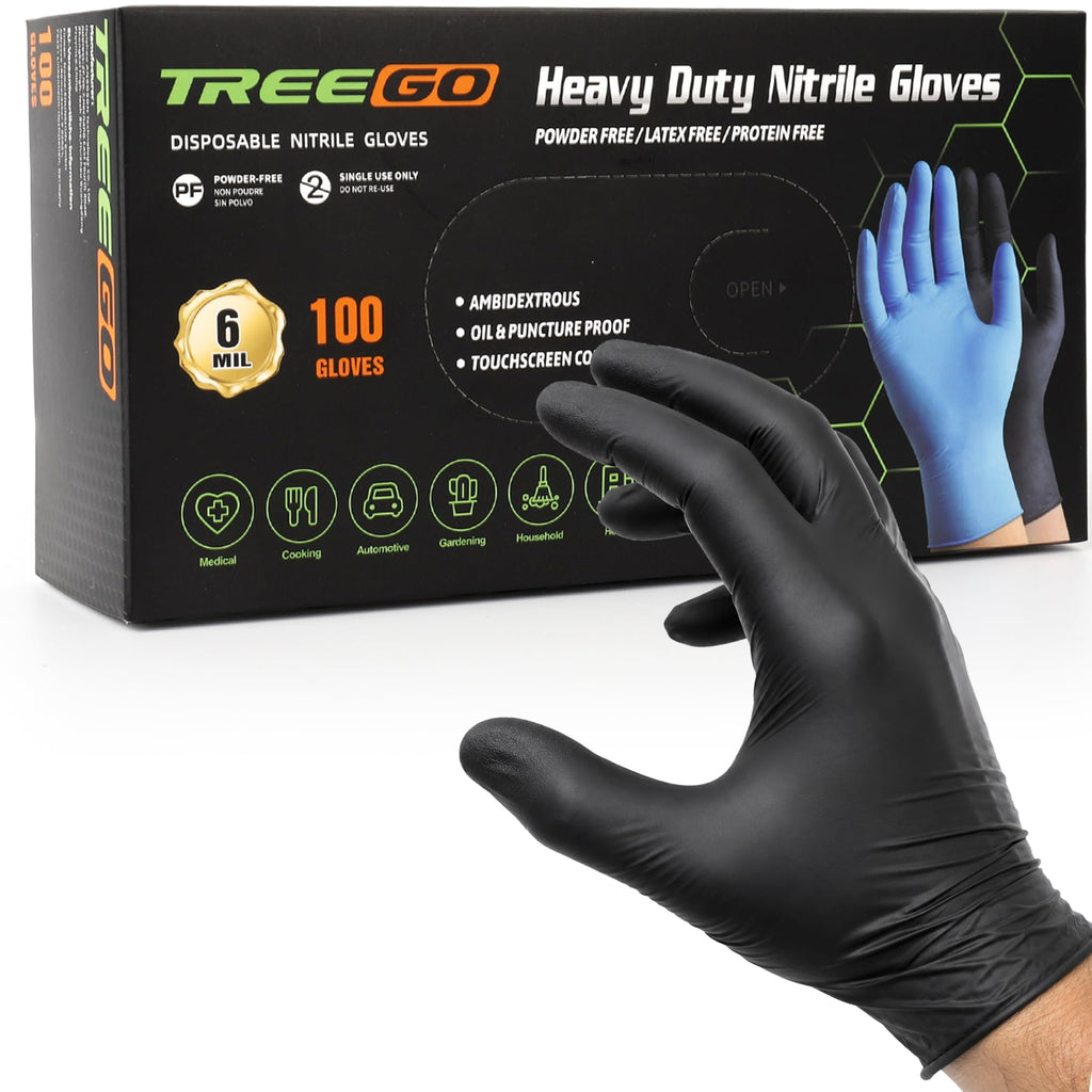Black Disposable Nitrile Gloves, 6 Mil, X-Large, 100 Count