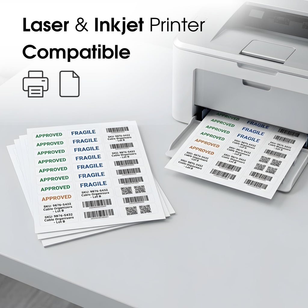 1" X 2 5/8" Matte White Printable Address Labels