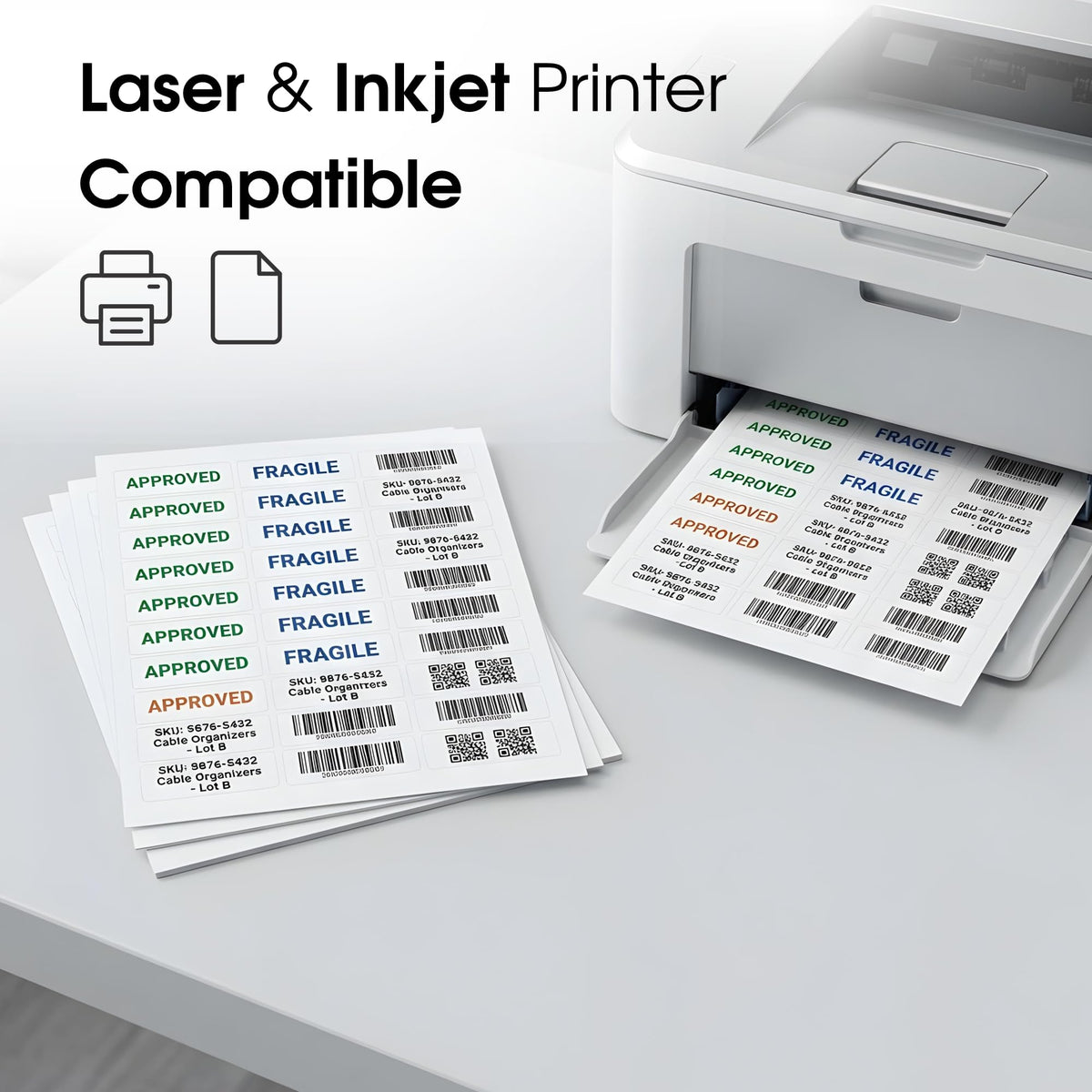 1" X 2 5/8" Matte White Printable Address Labels