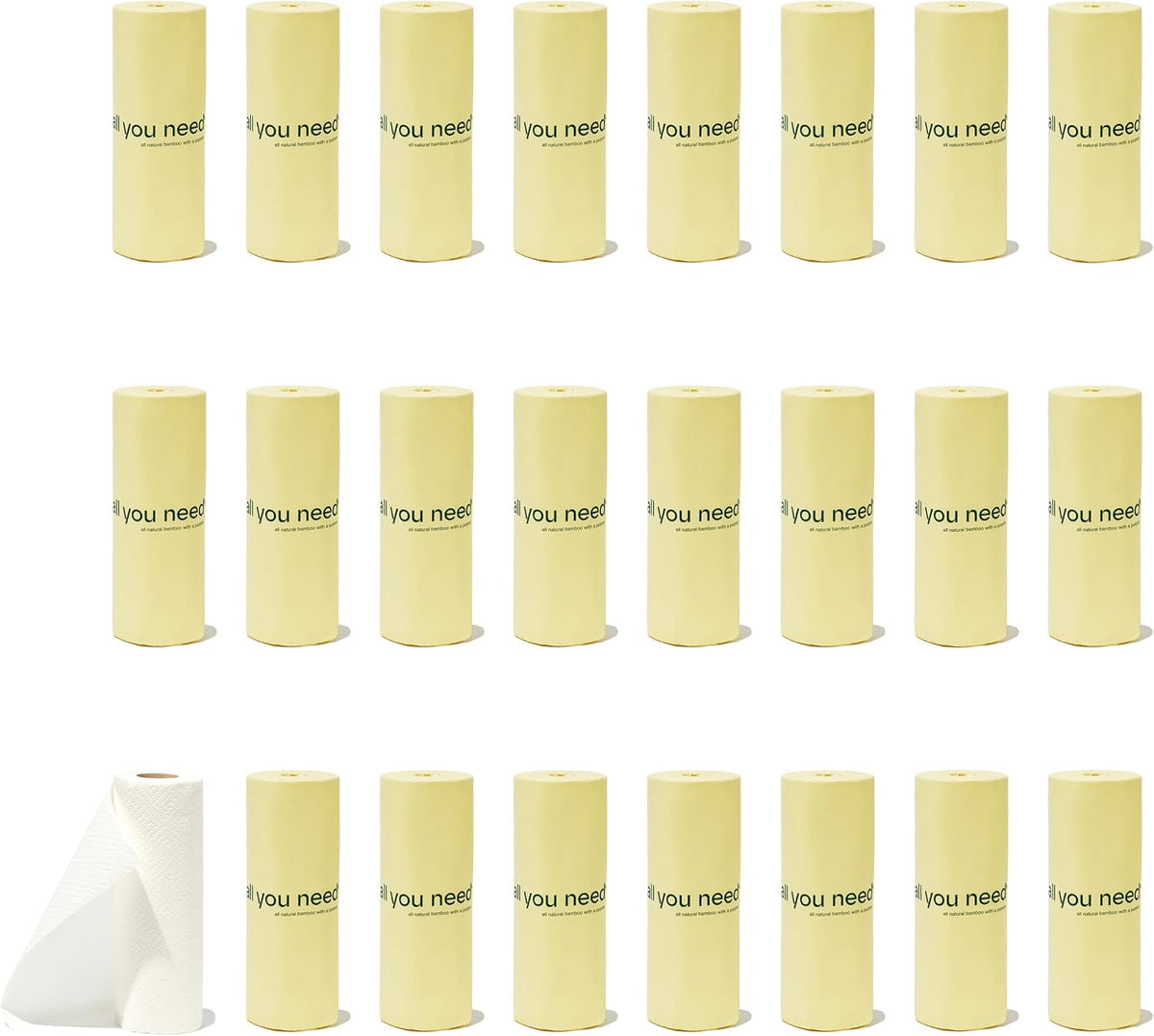 Bamboo Paper Towels - 24 Pack - Heavy Duty 3-Ply Kitchen Rolls
