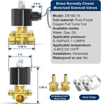 TAILONZ 1/2"NPT DC12V Electric Solenoid Valve 2W160-15 Normally Closed