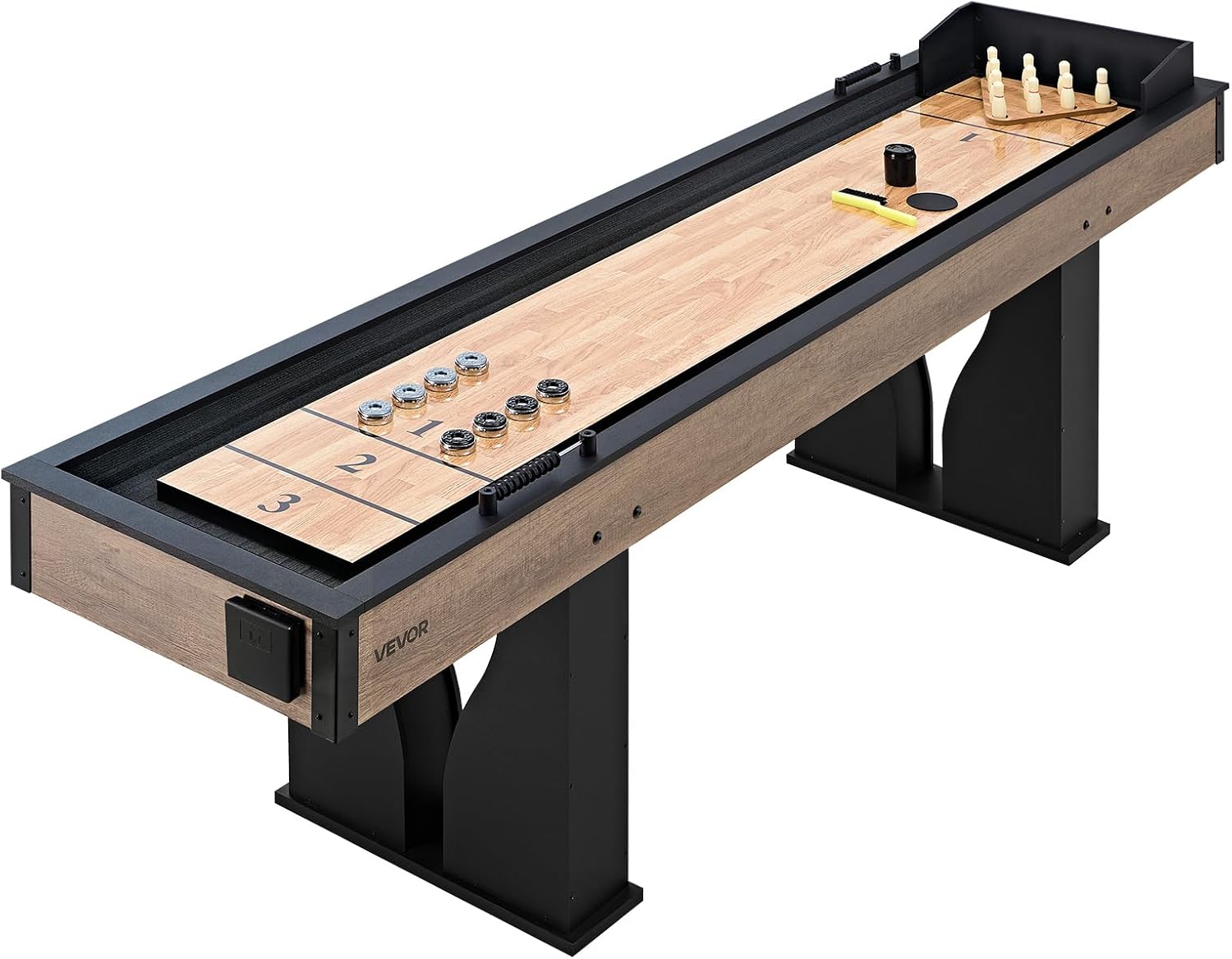 7ft 9ft 12ft Shuffleboard Table for Family Game Room, Shuffle Board with Scratch-Resistant Playfield, Legs, 8 Pucks