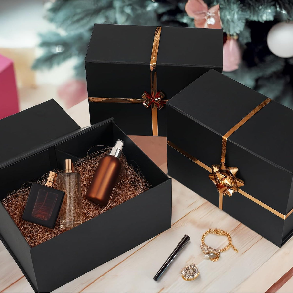 10x7x5 Gift Boxes with Magnetic Lids Set of 4, Gift Wrap Box Empty Wrapping Wedding Birthay Valentine's Gifts for
