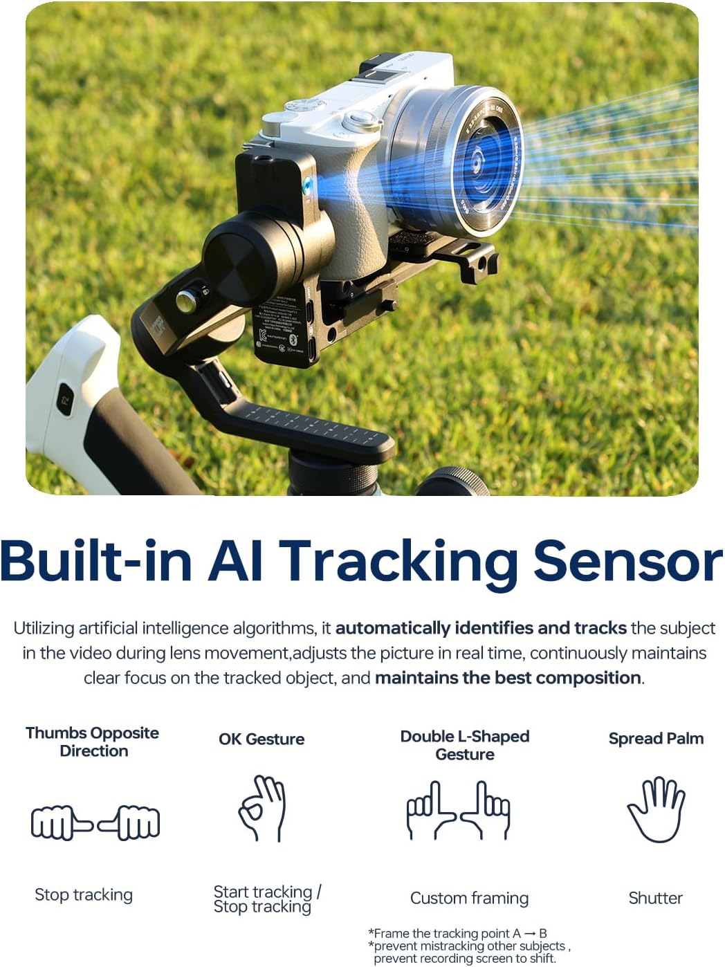 SCORP Mini 2 Combo Camera Gimbal with Built-in AI Tracking | All-in-one 3-axis gimbal with gesture control