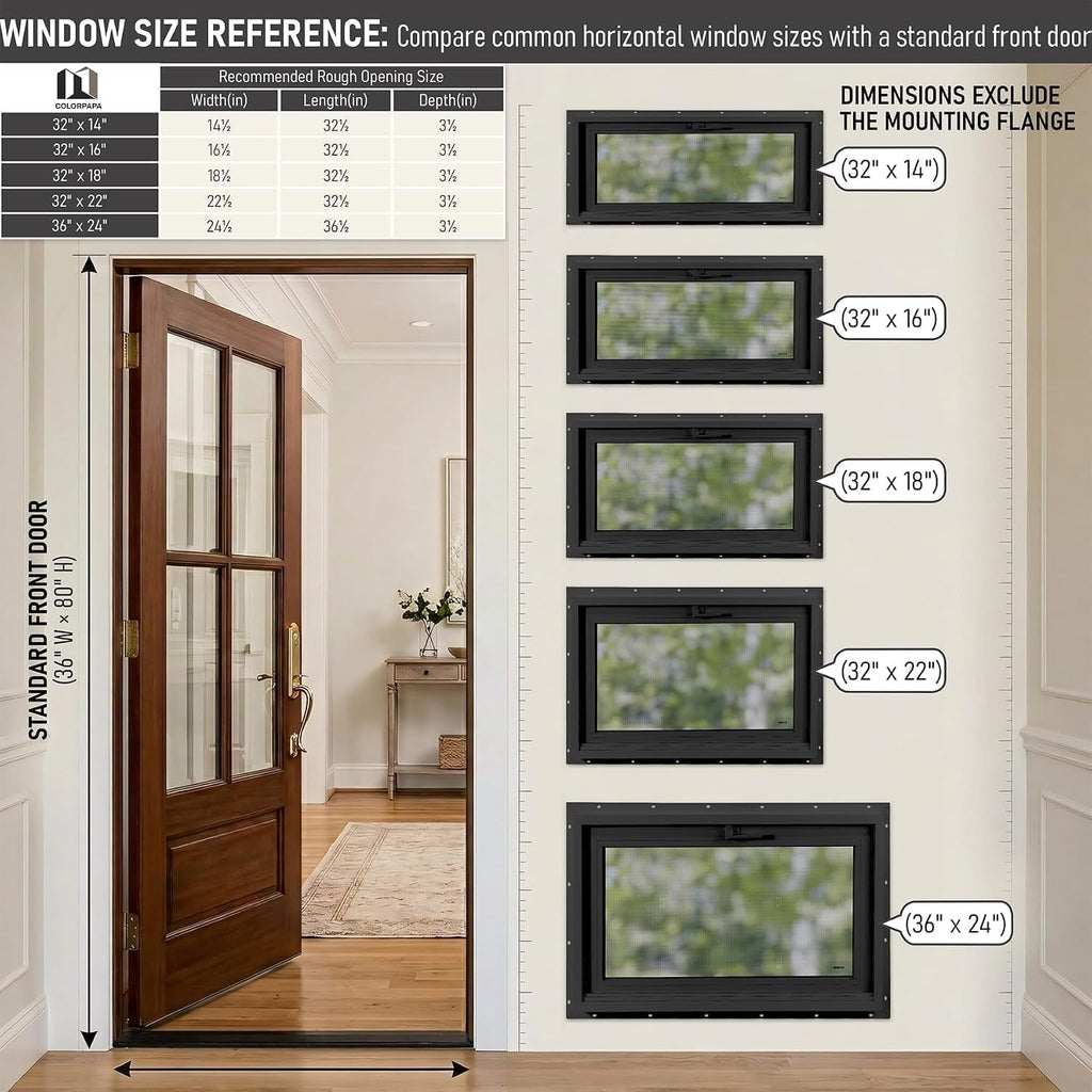 White Basement Window 32 X 14 Inches with Built-In Drainage (32x22Inch)