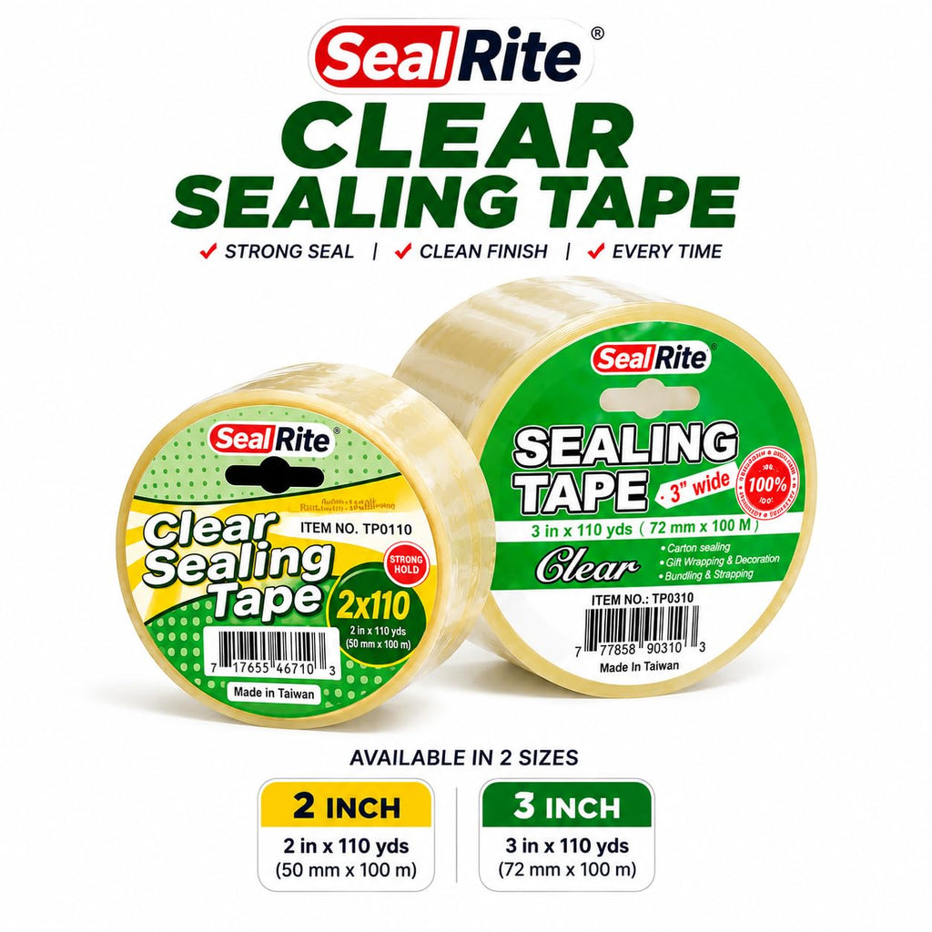 Heavy Duty Clear Packaging Tape, 2" x 110 Yards, 2.0 Mil, 4-Pack