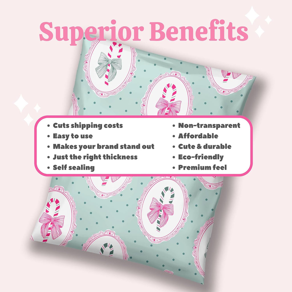 6x9 Christmas Poly Mailers- Cute Holiday Shipping Bags