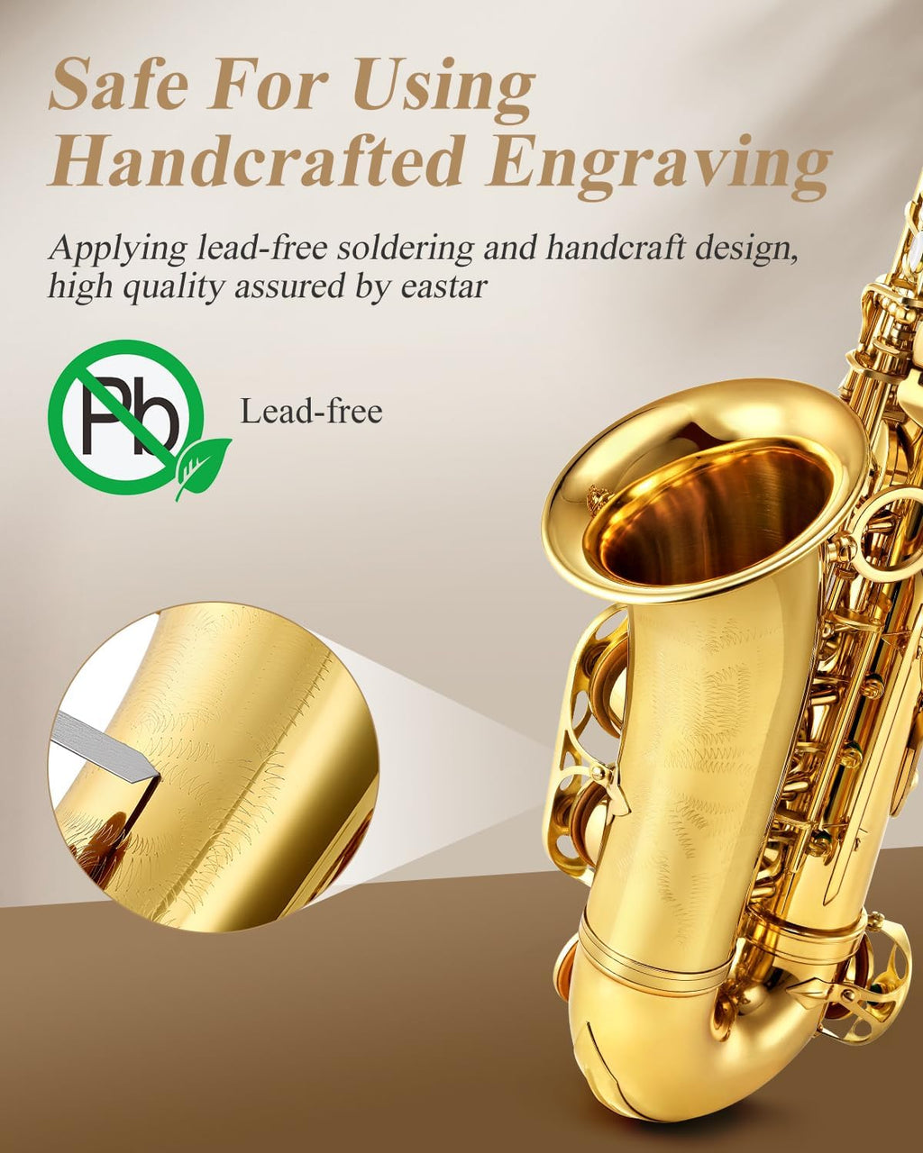 Alto Saxophone Beginner Student Eb Sax, Golden Full Kit, AS-II