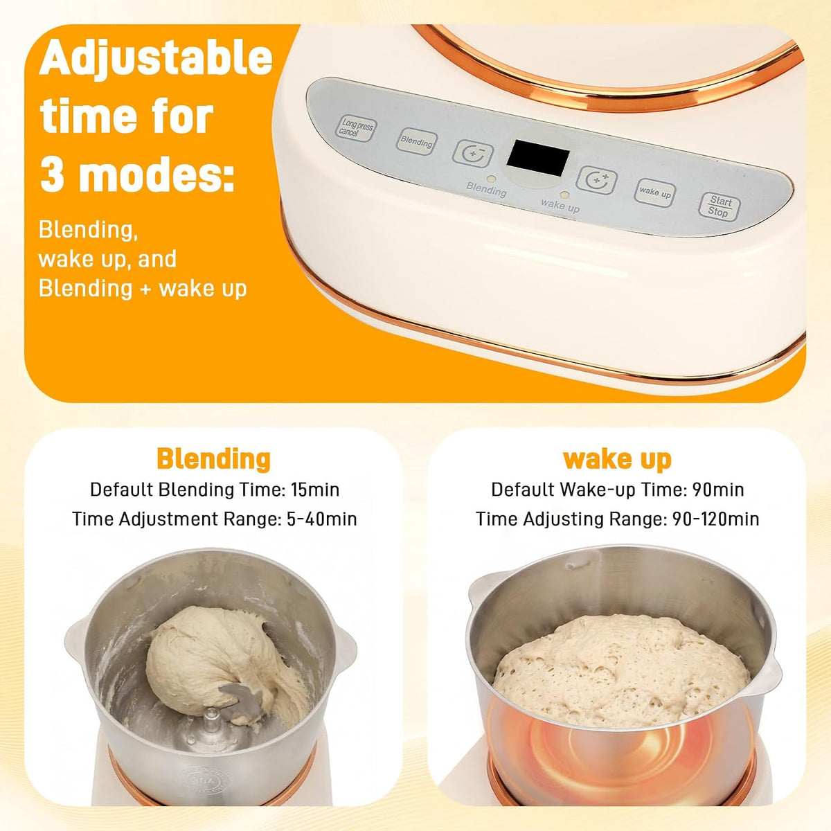 5.3QT Electric Dough Mixer with Ferment Function, Large Capacity Dough Maker Machine, 304 Stainless Steel
