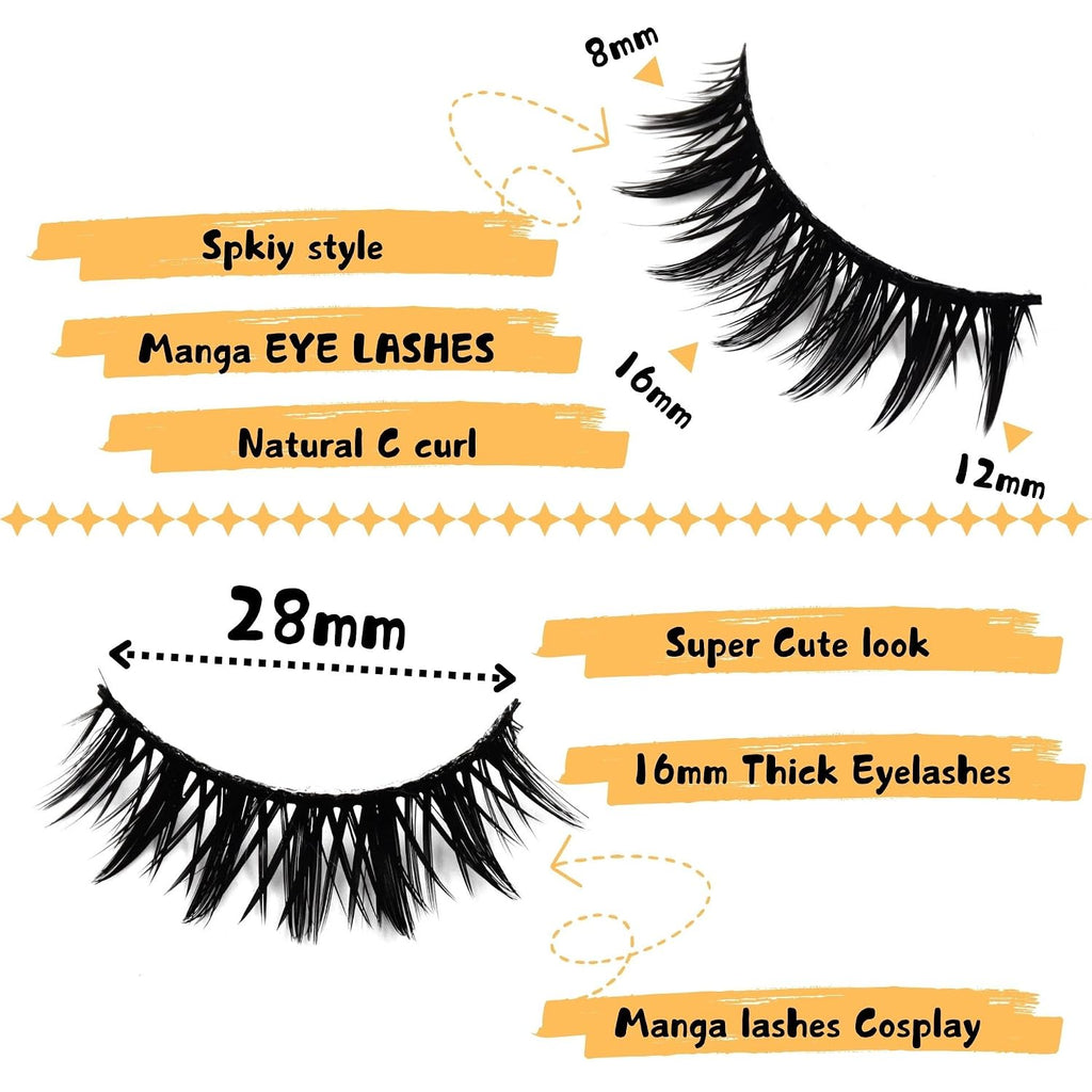 10 Pairs Manga lashes Cosplay Eyelashes Wet Look Japanese Style Makeup 16mm Thick Mink Eyelash Extension Masquerade