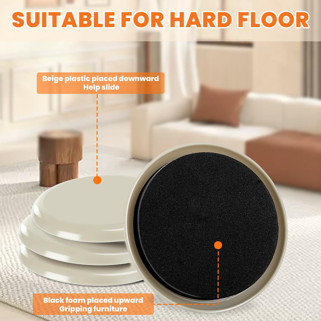 Furniture Sliders for Carpet 8PCS, 3 1/2"