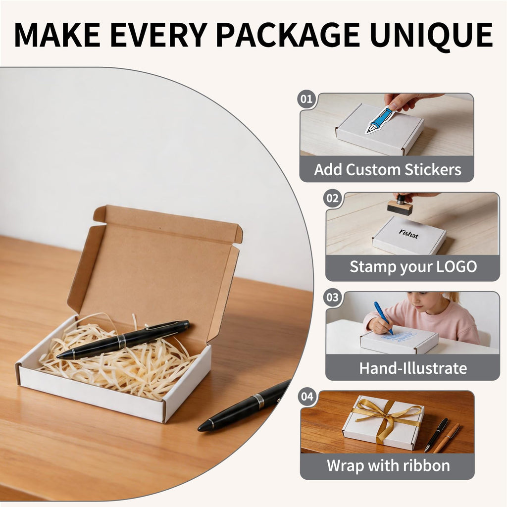 7" x 5" x 1" White Corrugated Cardboard Shipping Boxes Set of 50