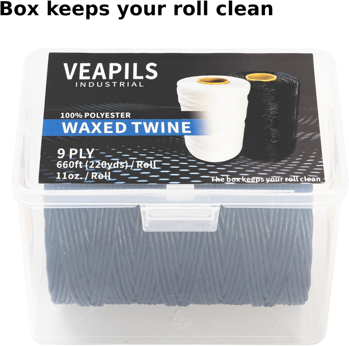 9-Ply Black String Waxed Twine, 660 Feet per Roll Heavy Duty Twine String