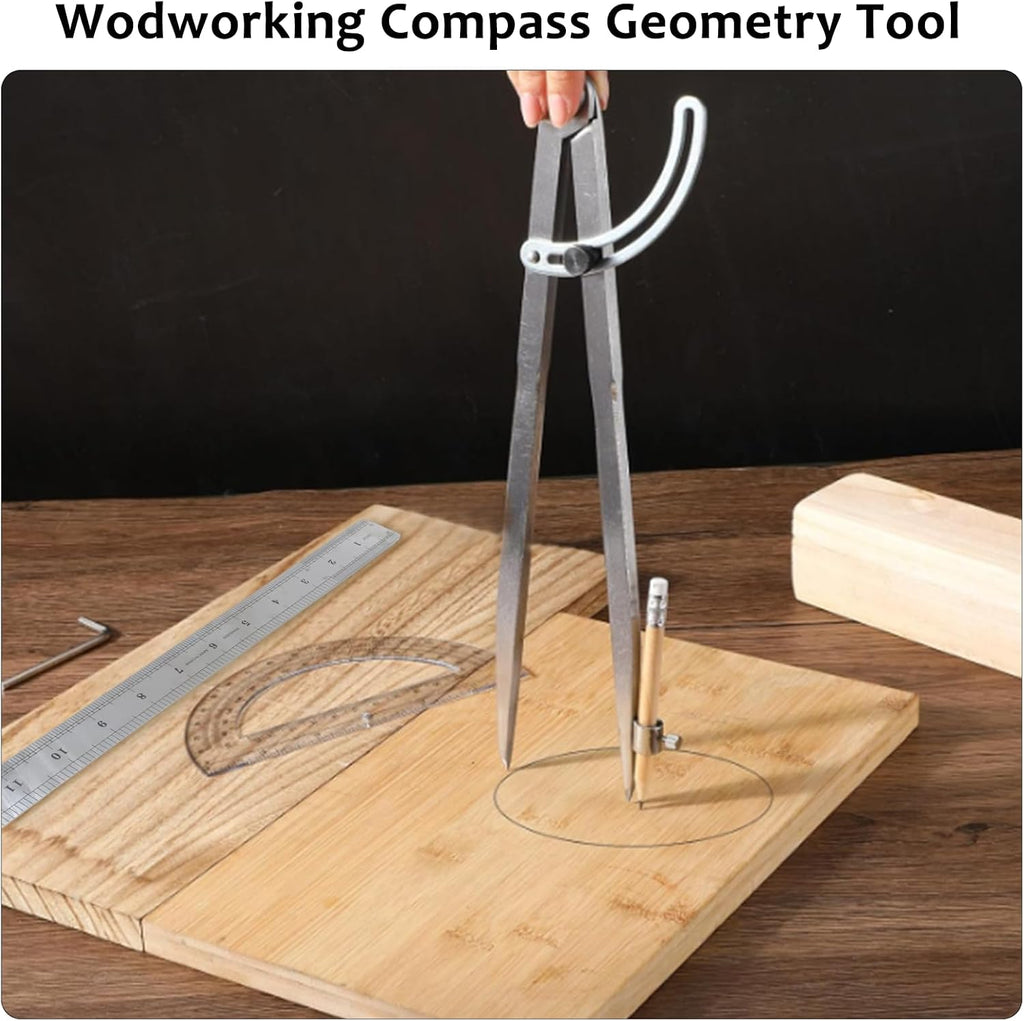 12 Inch Compass Geometry Tool with Protractor Ruler & Pencils | Includes Drawing Compass 6 Inch Protractor 12 Inch