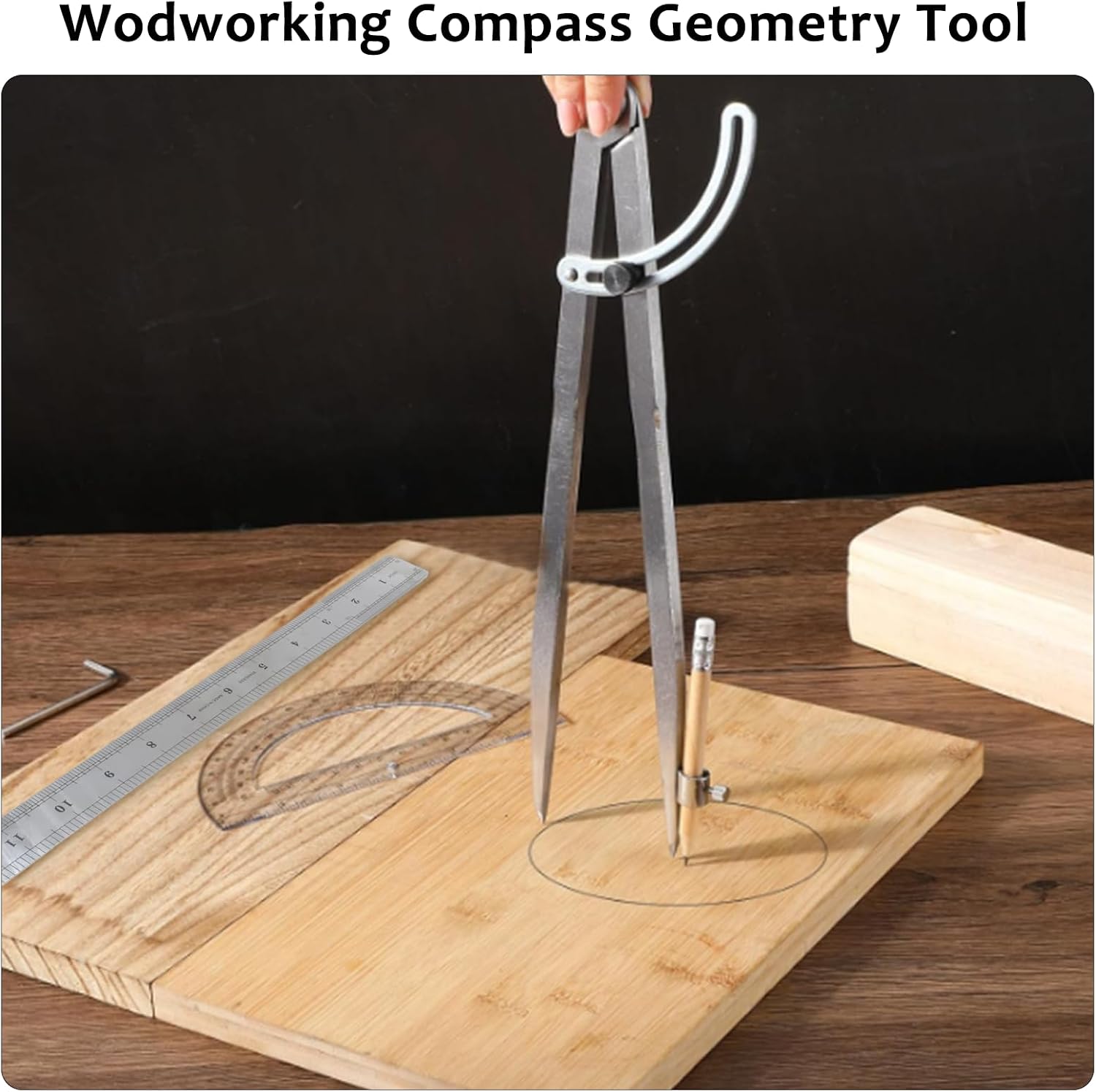 12 Inch Compass Geometry Tool with Protractor Ruler & Pencils | Includes Drawing Compass 6 Inch Protractor 12 Inch