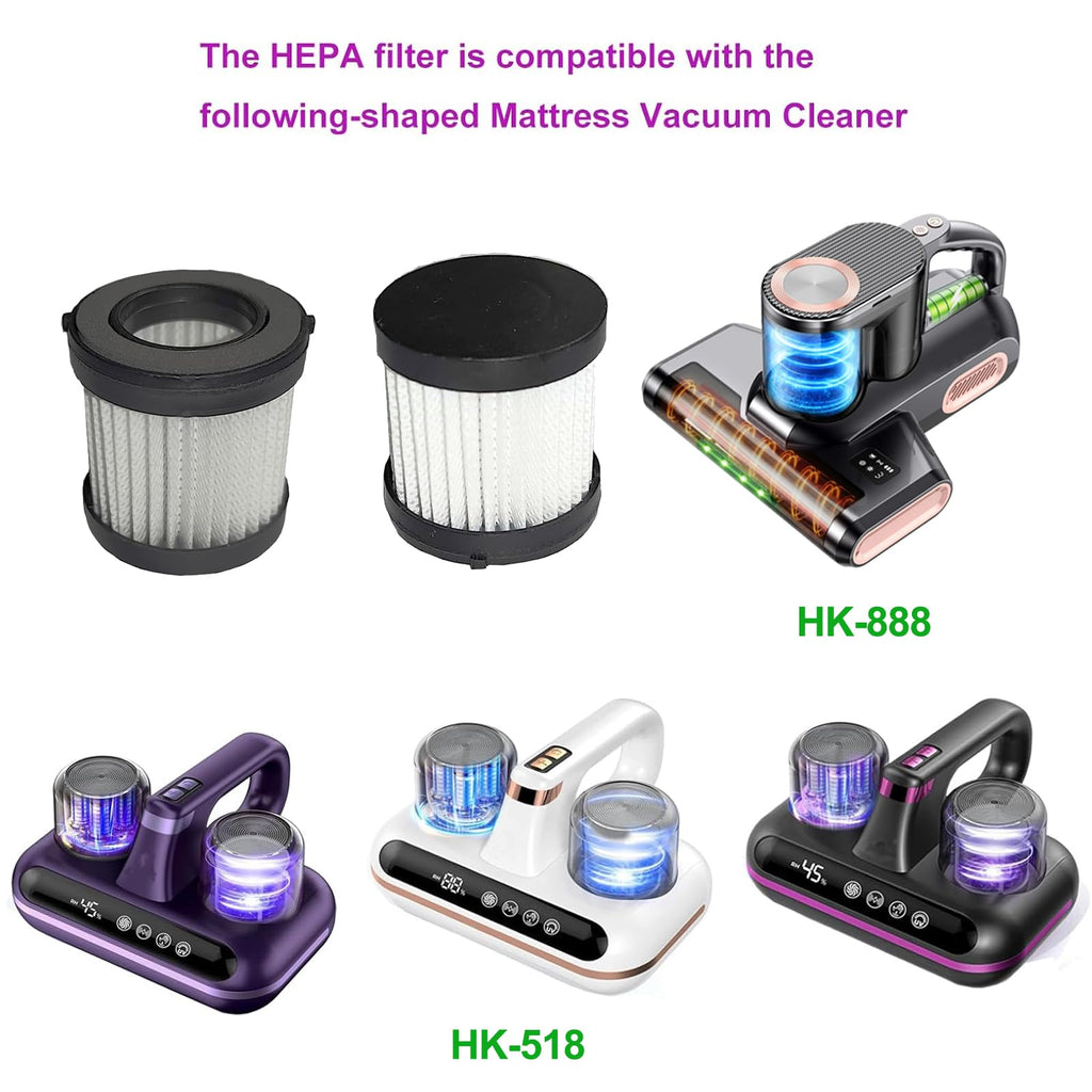 6Pack Hepa Filters Replacement Work with Amzany HK-518/ HK-888 Mattress Vac