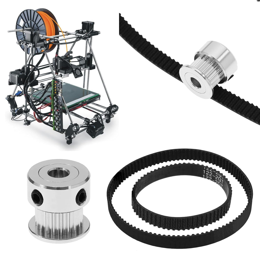 Create idea 6PCS 2GT-6 3D Printer Timing Belt 110mm 122mm 158mm 200mm 300mm 400mm Closed Loop Rubber Belt 6mm Width & 2PCS Timing Belt Pulley 20 Teeth 5mm Bore