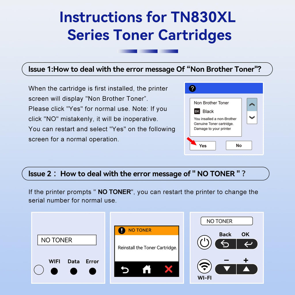TN830XL Black Compatible Toner Cartridge Replacement for Brother, 2 Pack